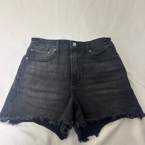 American Eagle Outfitters Black Frayed Hem Denim Shorts